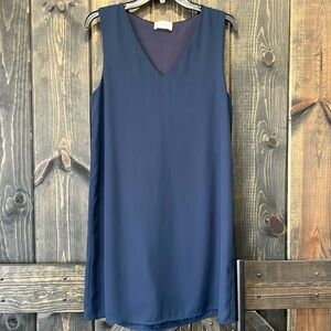 Everly Mini Dress M Navy Blue A Line Sleeveless Semi Formal Silky Smooth Minimal